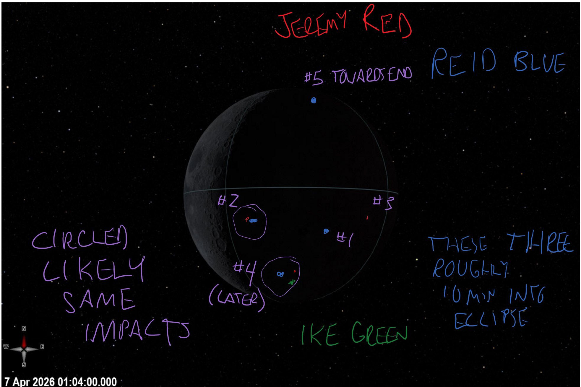 Artemis II crew marks the flashes (April 2026)