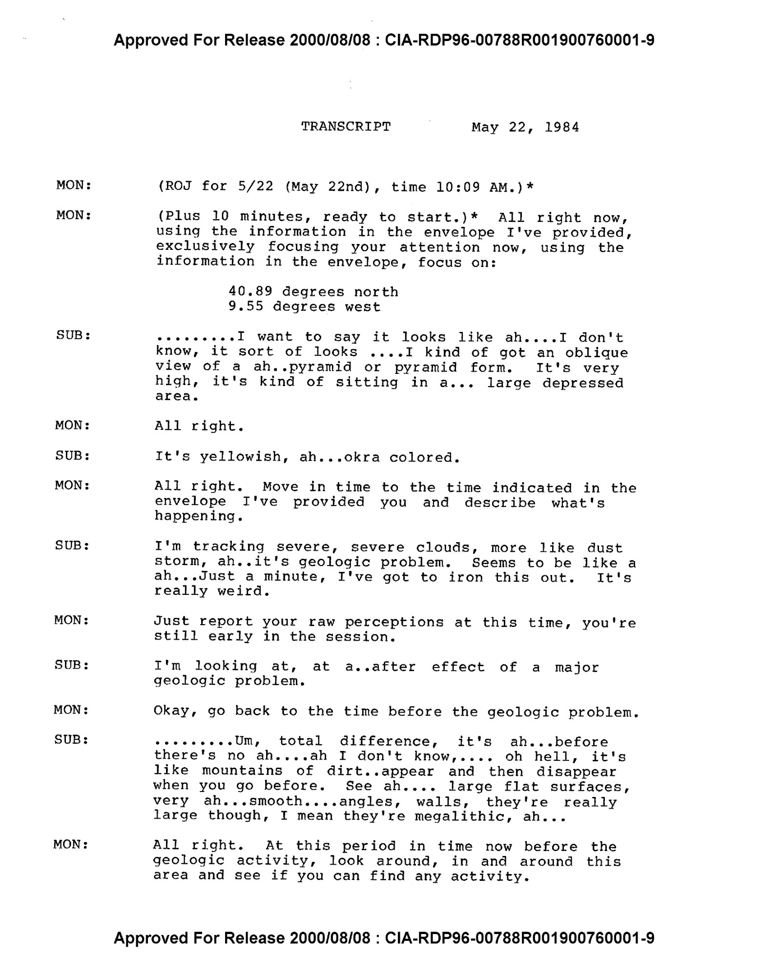 "Mars Exploration" transcript, first page