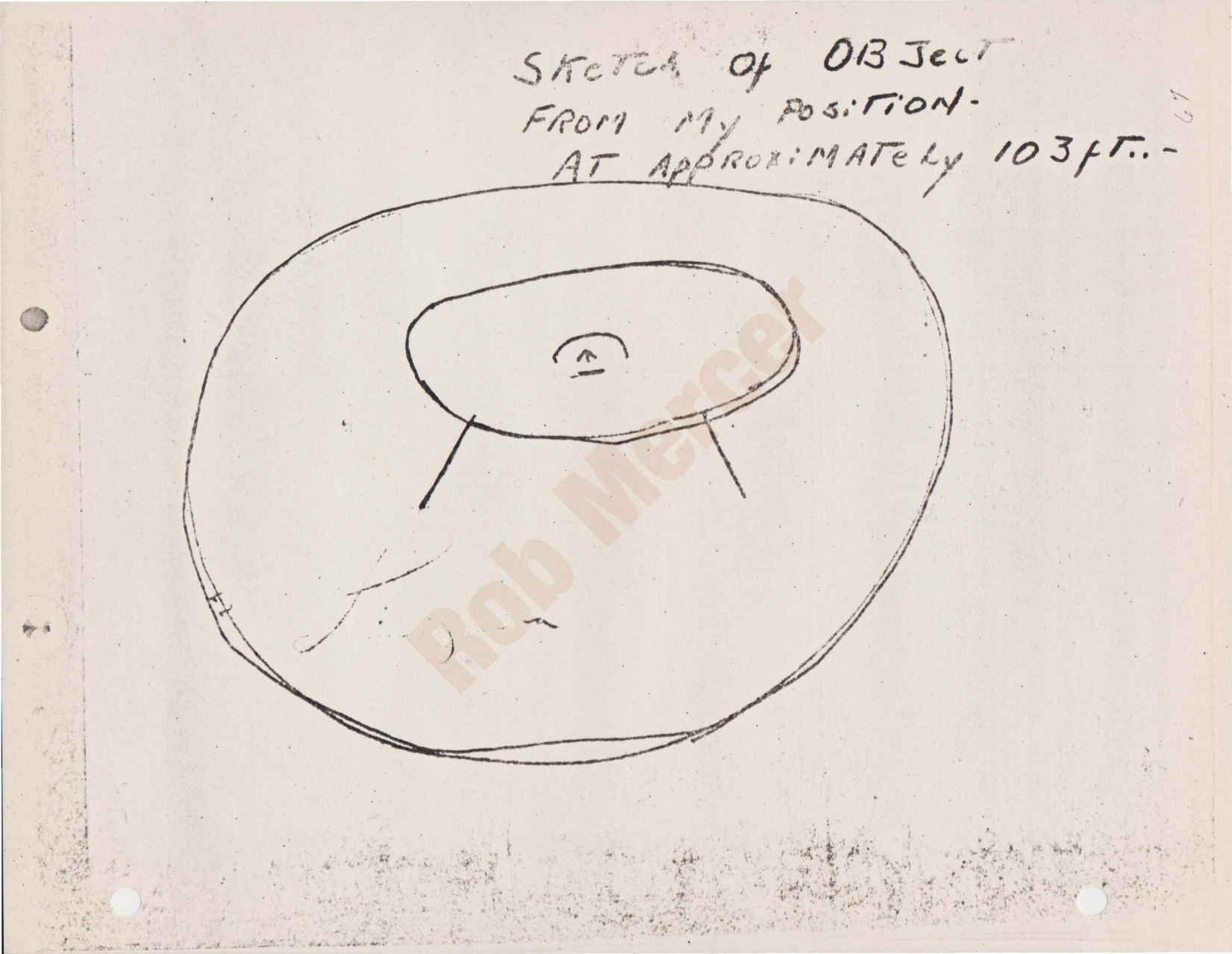Zamora's sketch of the object (Blue Book file)