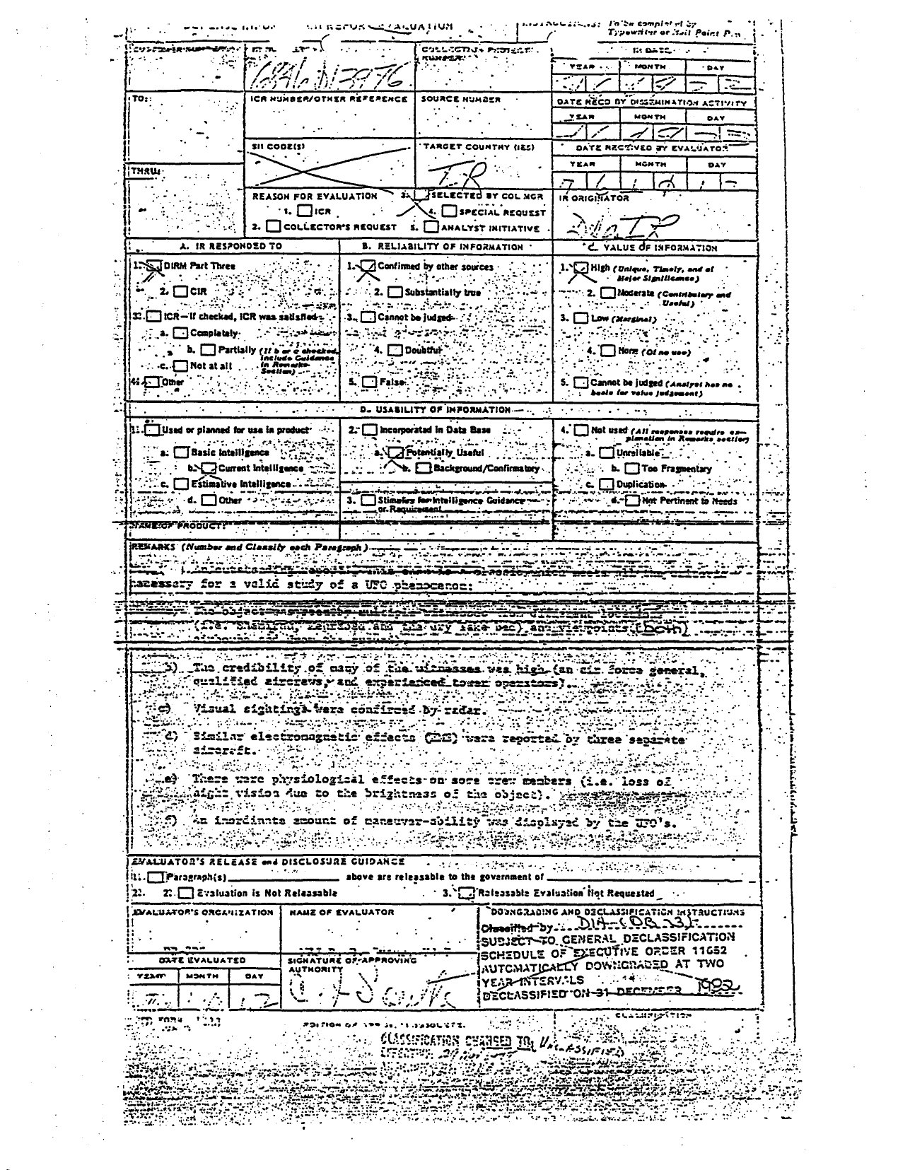 DIA evaluation of the Tehran report (1976)
