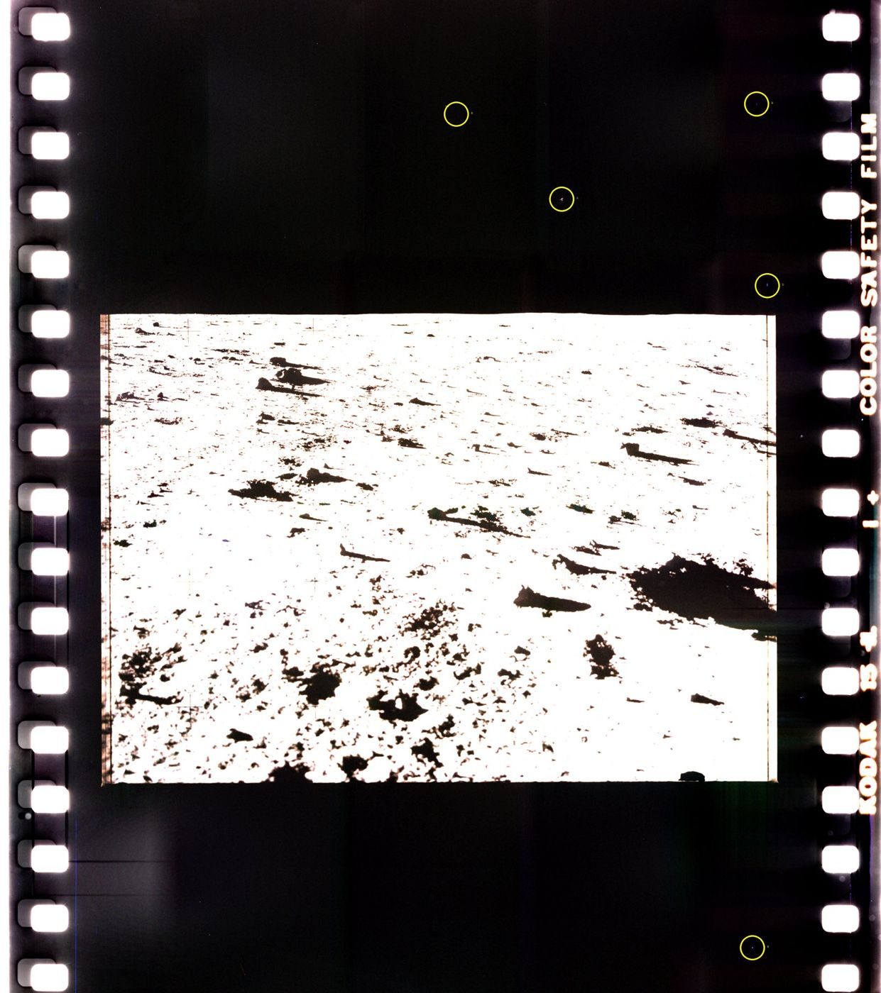 AS11-40-5938: Apollo 11 surface frame with a trio of lights
