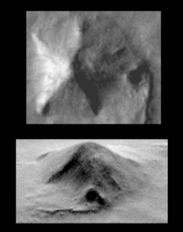 The D&M pyramid in the original Viking 1 image.