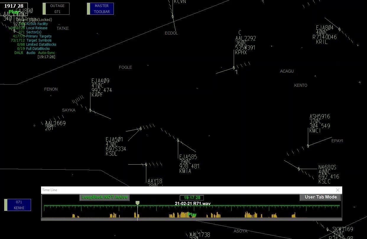 Frame at 0:08 of: FAA radar replay, Albuquerque Center (21 Feb 2021)