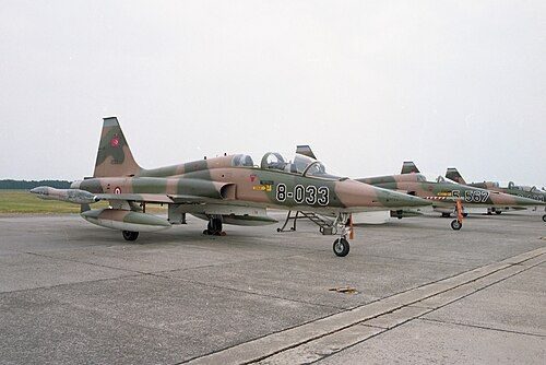 Context: Turkish Air Force Northrop F-5A and F-5B at Volkel, Netherlands, August 1992. The type flown from Bandırma by 161st Squadron in the November 1967 scramble. Not an event photo.