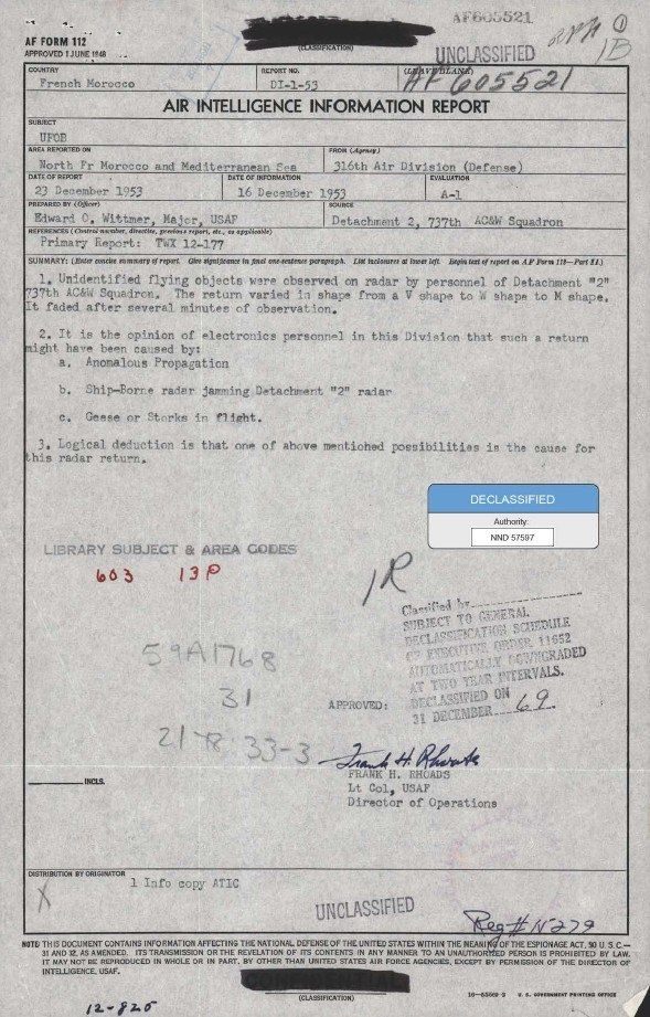 Air Intelligence Information Report, Morocco, 1953 (DOW-UAP-D160).