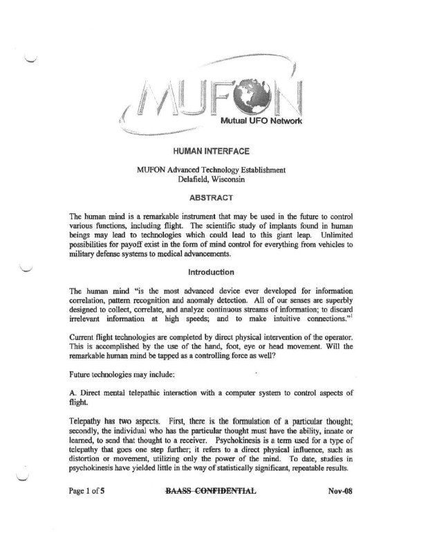 MUFON reports prepared for BAASS, November 2008 (DOW-UAP-D166).