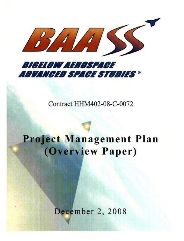 Cover of the BAASS Project Management Plan, 2 December 2008 (DOW-UAP-D168).