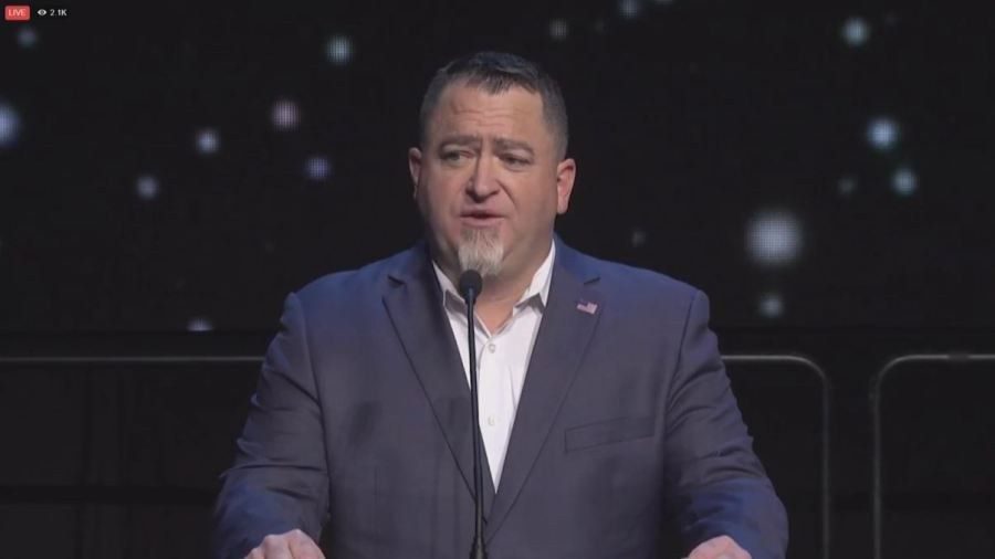 Luis Elizondo speaks at the launch of To The Stars Academy, 11 October 2017, a week after resigning from the Pentagon (frame from TTSA's live stream).