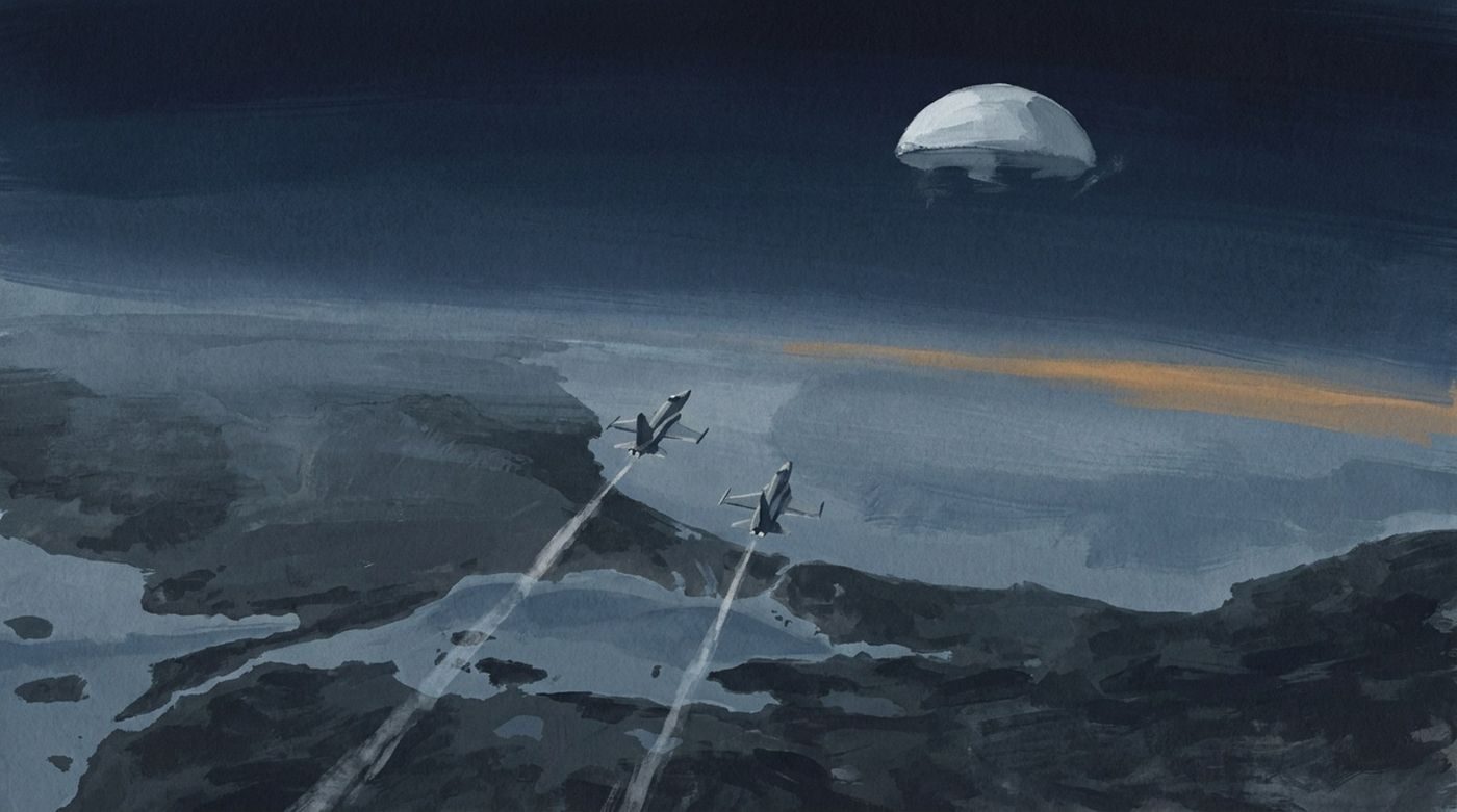 From the accounts: two armed Turkish F-5s climbed until their engines flamed out at 55,000 ft and saw a large white domed object far above, November 1967.