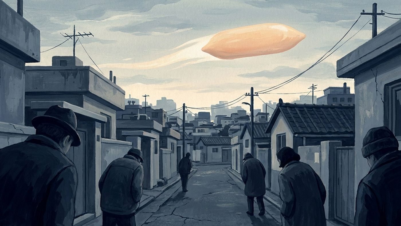 From the accounts: a bus-sized glowing body with a long silent tail was seen moving east over nine South Korean cities at dawn on 12 October 1982.