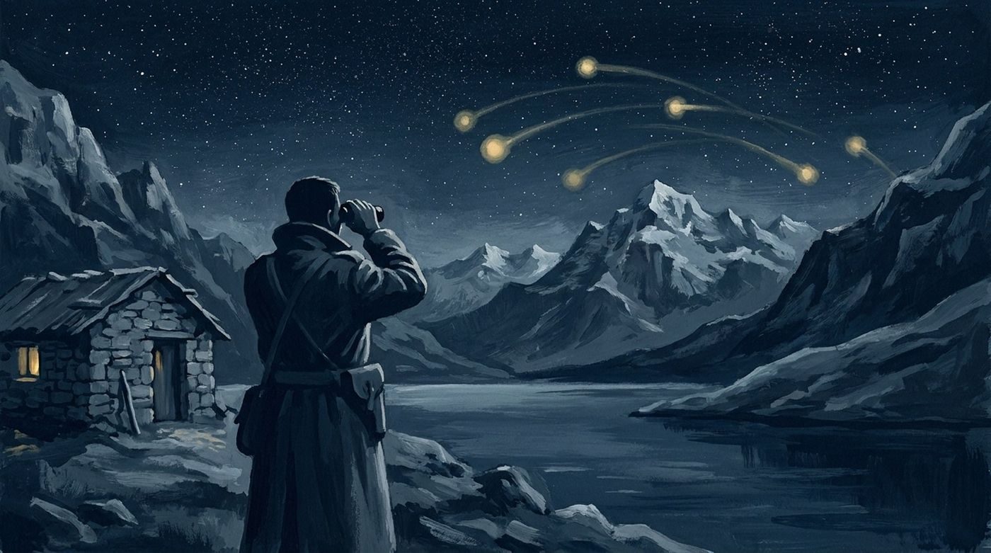 From the accounts: Indian border police near Pangong Lake logged yellowish lights rising over the Chinese side, 2012-2013.