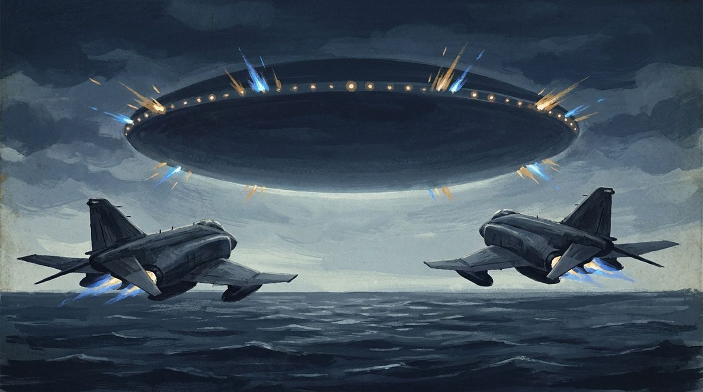 From the accounts: two South Korean F-4s circled an oval object as big as an airliner, ringed with lights, over Yeongil Bay on 31 March 1980.
