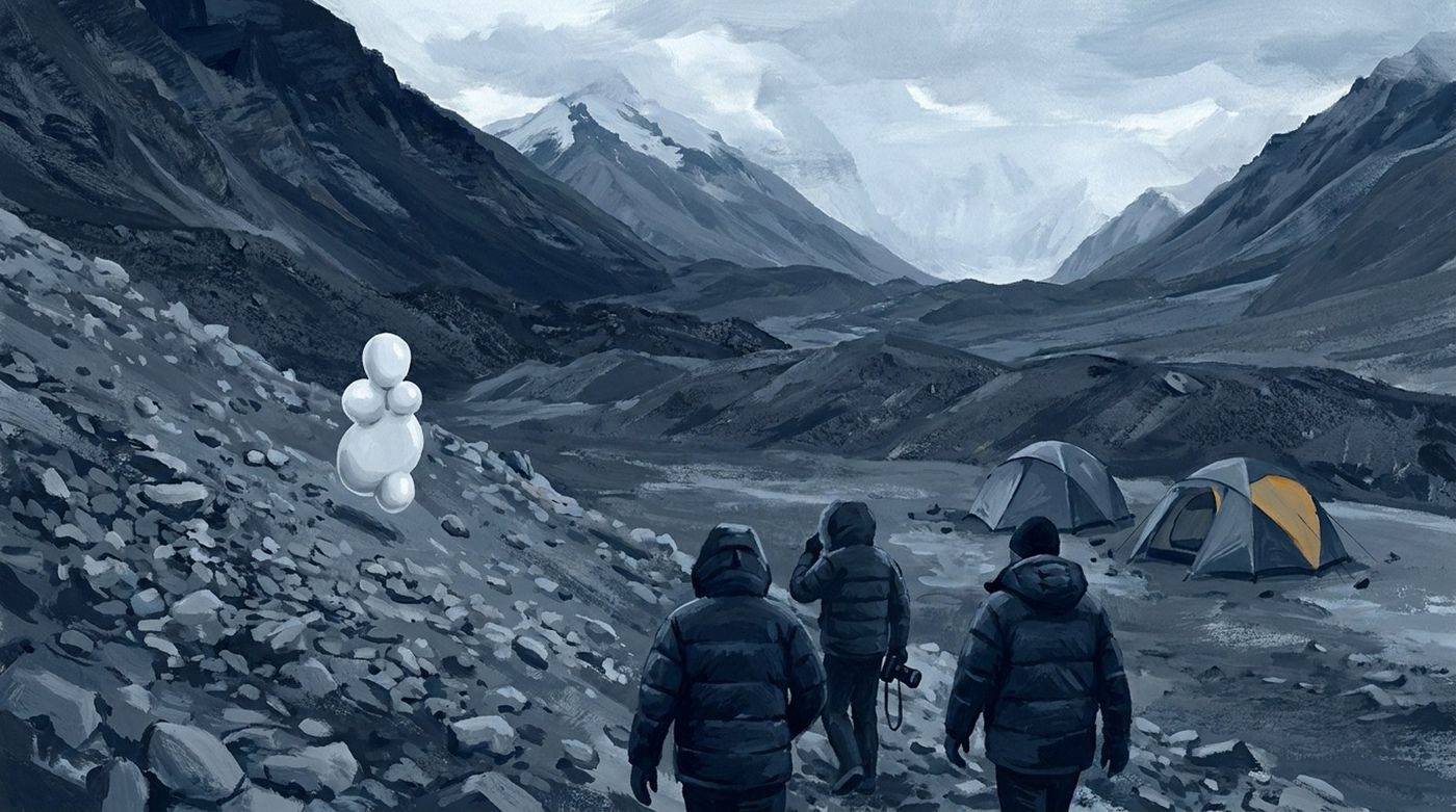 From the accounts: an ISRO glacier team watched a white object about a metre tall glide down a slope toward their camp on 27 September 2004.