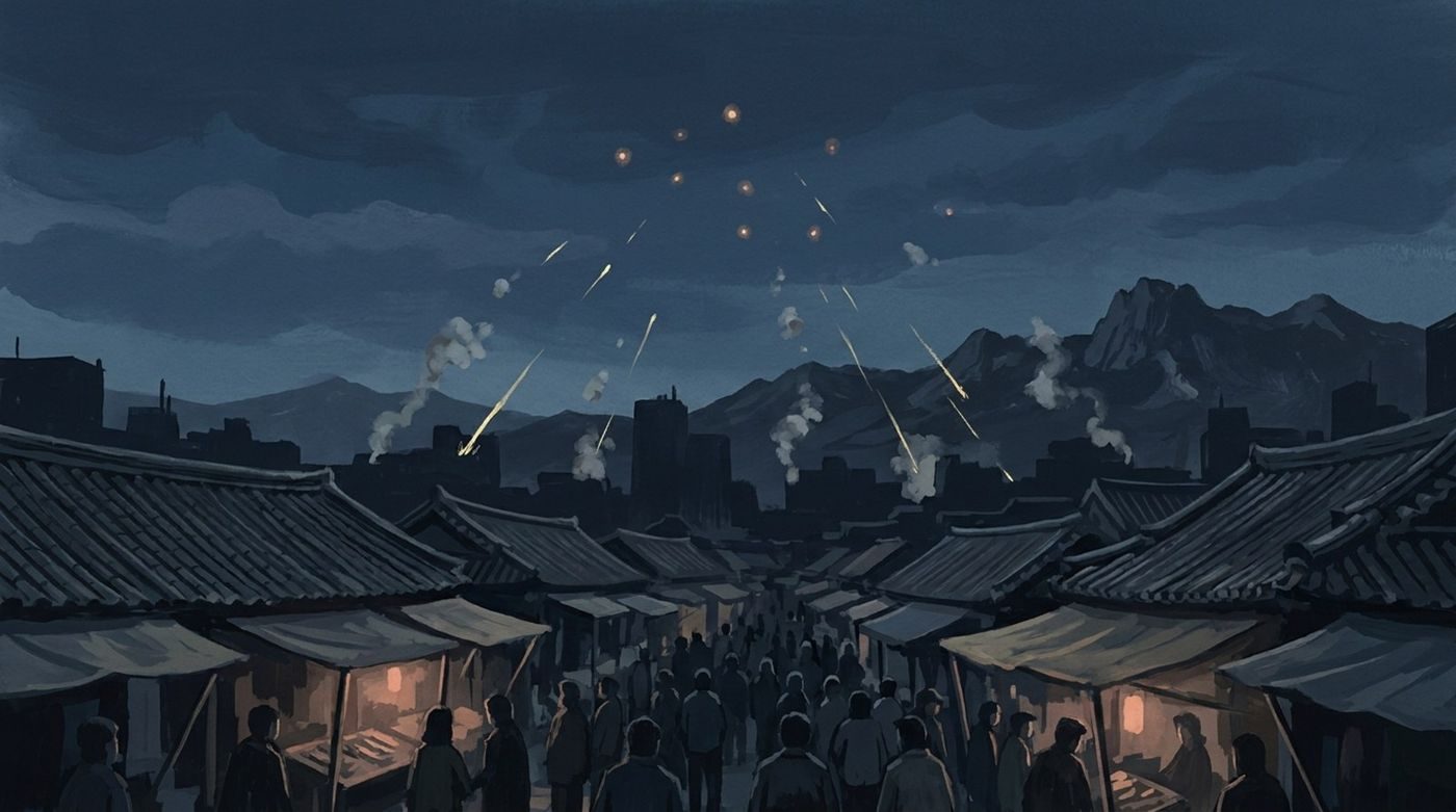 From the accounts: Seoul's air defence fired on lights over the Blue House zone on 14 October 1976; witnesses describe about a dozen lights in formation.