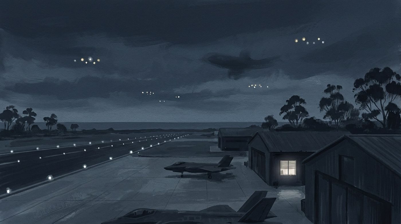 From reports of unidentified drones over RAAF Base Williamtown, NSW, 11-13 July 2026. No image of the objects has been released.
