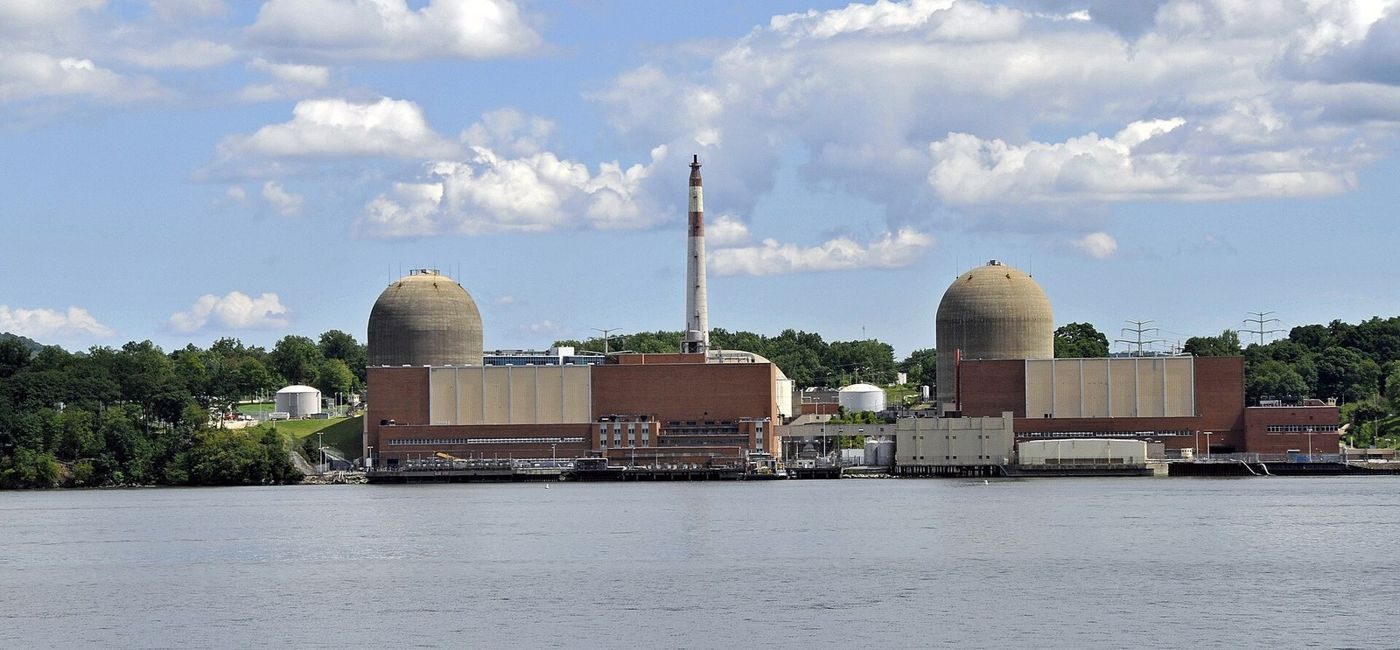 The Indian Point nuclear power plant on the Hudson River at Buchanan, New York.