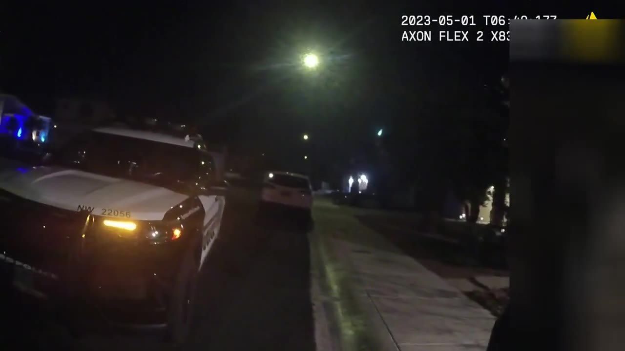 Frame at 0:21 of: Police body-cam: flash in the sky, 30 April 2023