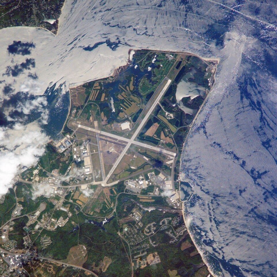 Naval Air Station Patuxent River, Maryland, photographed from the International Space Station (28 April 2007).