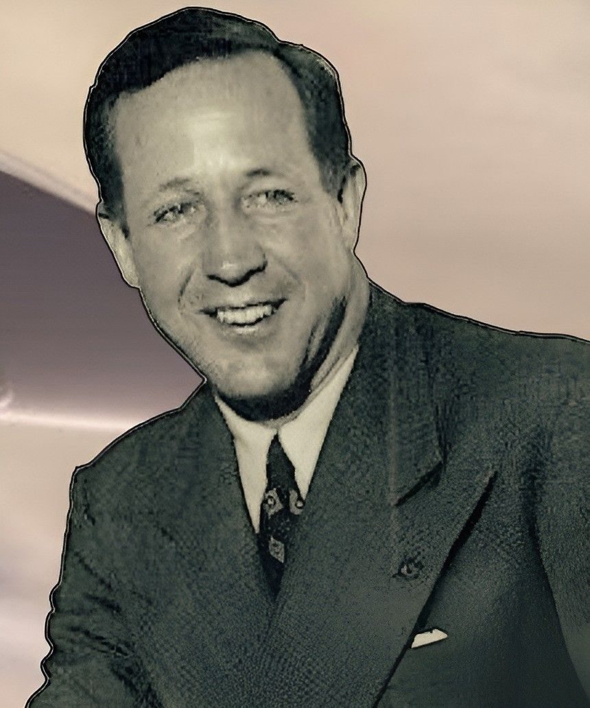 Thomas Townsend Brown (1905-1985), inventor associated with the Biefeld-Brown effect and electrogravitics, in a mid-century portrait (cut from a YouTube thumbnail; the cut-out edge and sepia tint are the channel's).
