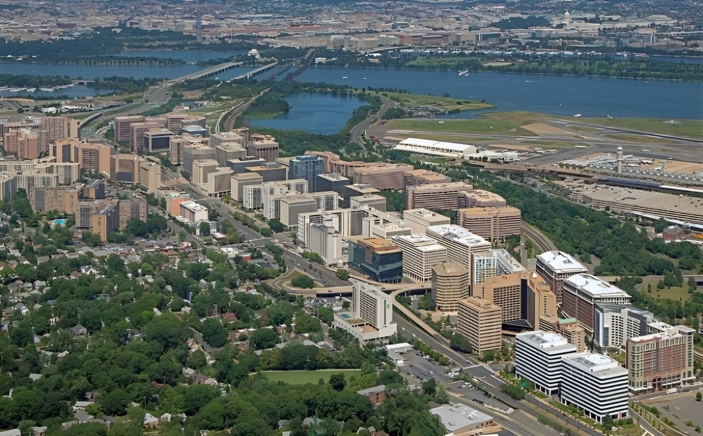 Crystal City, Arlington, Virginia, from the air (2016).