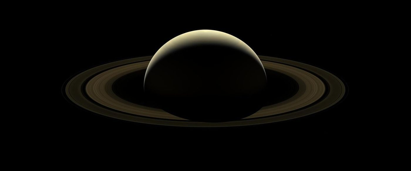 Saturn and its full ring system in one of Cassini's last mosaics, taken 13 September 2017 (PIA17218).