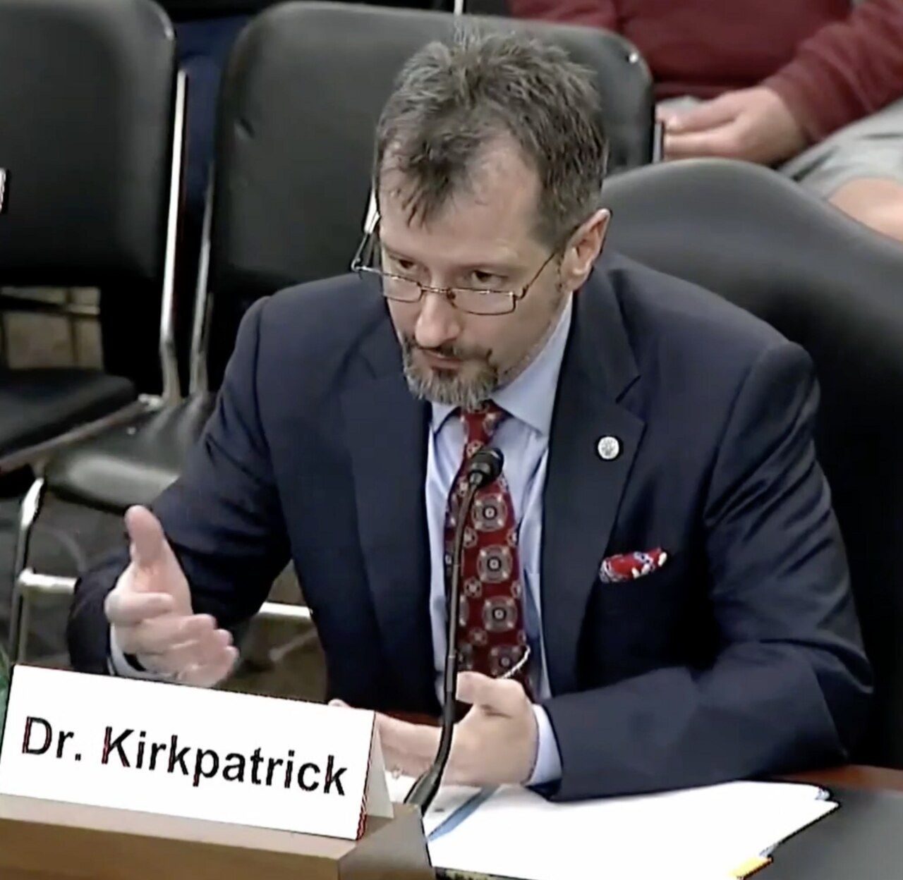 Dr. Sean M. Kirkpatrick, director of the All-domain Anomaly Resolution Office, testifies before the Senate Armed Services Subcommittee on Emerging Threats and Capabilities, 19 April 2023.