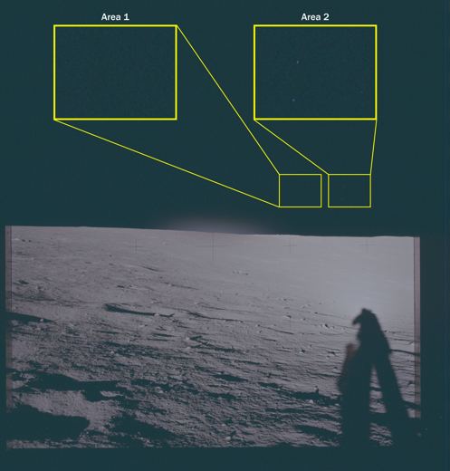 Apollo 12 Lunar Photo, Two Annotated Areas