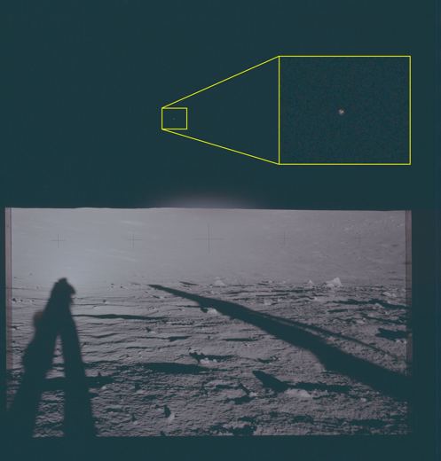 Apollo 12 Lunar Photo, Left-of-Center Annotation