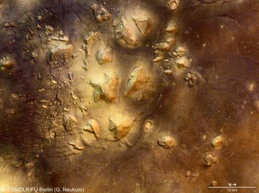 Cydonia from Mars Express, colour overhead view (ESA, 2006)