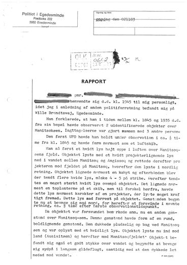 Egedesminde police report, page 1 (Nov 1983)
