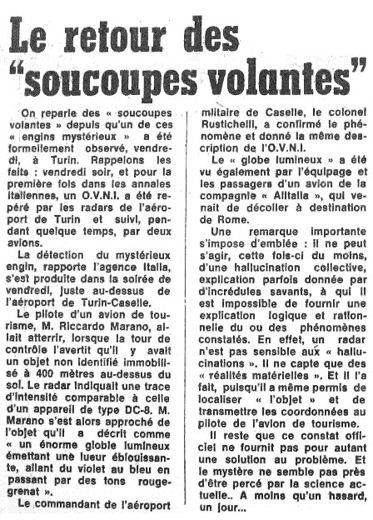 Le Provençal, 3 December 1973: "Le retour des soucoupes volantes"