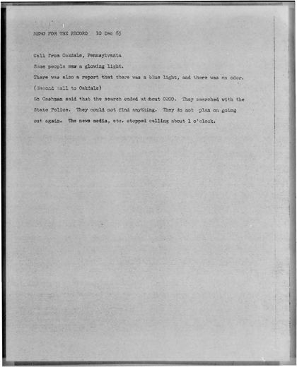 Blue Book memo: call from Oakdale (p. 8)