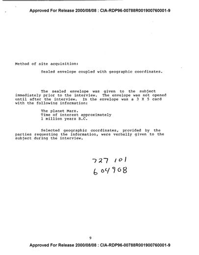 "Mars Exploration", method page (CIA-RDP96-00788R001900760001-9)