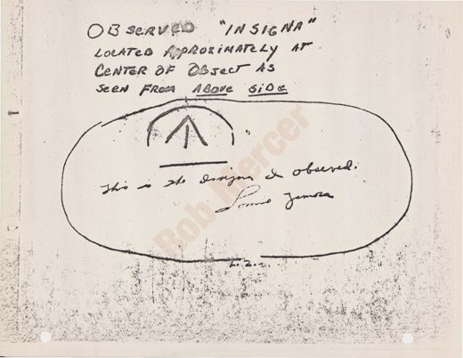 Zamora's sketch of the insignia, signed