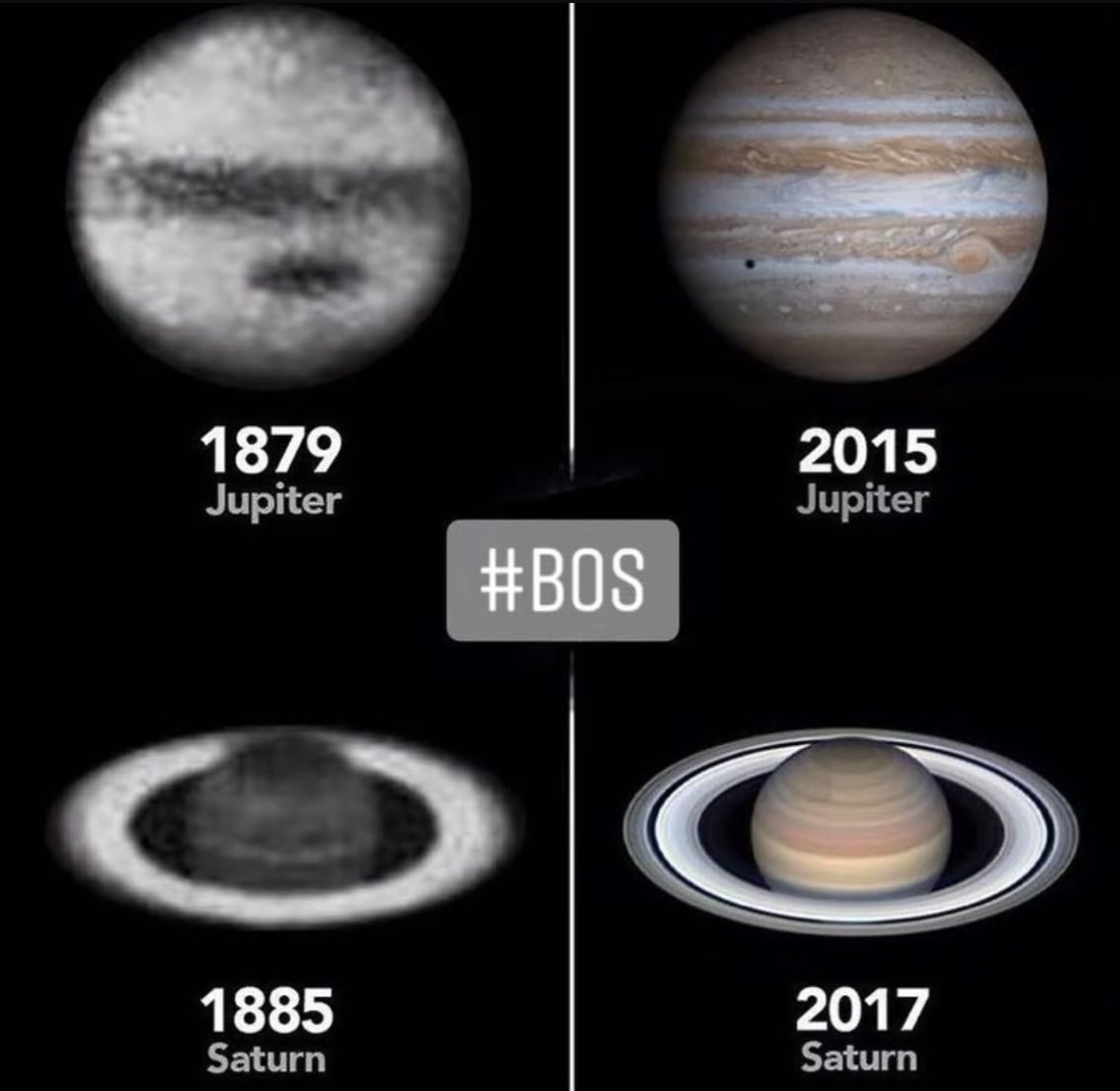 Telescope views of 1879-1885 against modern images (video grab)