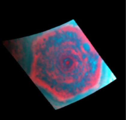 Cassini infrared, 2013: polar projection