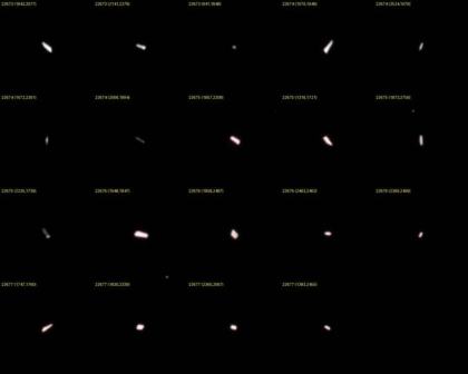 Apollo 17, December 1972: the fragments Ron Evans photographed on the way to the Moon (AS17-148-22673 to 22677, brightened crops of NASA's scans).