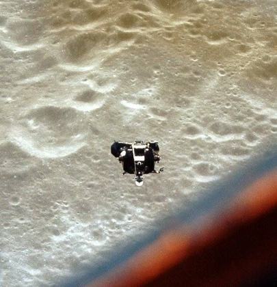 Snoopy, the Apollo 10 lunar module, on May 22, 1969, the day its crew filmed the first 'moon pigeon'.