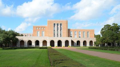 Fondren Library, Rice University, home of the Woodson Research Center, where the Archives of the Impossible are held.