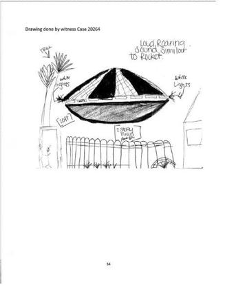 A witness drawing of a saucer from the November 2009 monthly report, MUFON case 20264, Texas (DOW-UAP-D173).