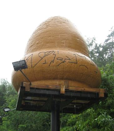 Replica of the acorn-shaped object built for TV, not a photo of the object.