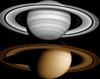 Ground telescope against spacecraft view of Saturn (video grab)