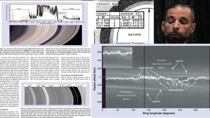 Bergruns vehicle table beside Cassini F-ring jets (collage, video grab)