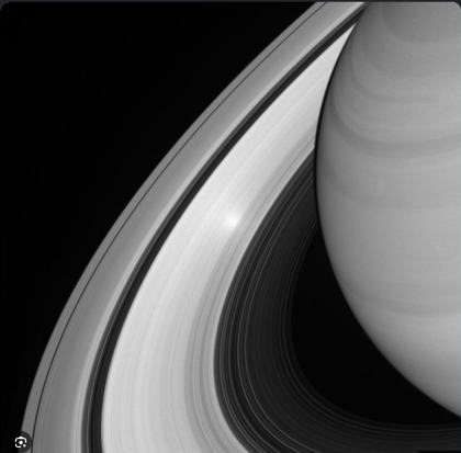 A glowing spot on the B ring (Cassini, video grab)