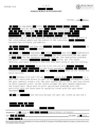 FBI September 2023 Sighting - Serial 4 · page 1 of 2