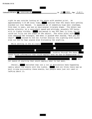 FBI-UAP-D024, FD-302 "Airborne Lights and Triangle" (war.gov, PURSUE Release 05, 7 Aug 2026), via mirror · page 3 of 3