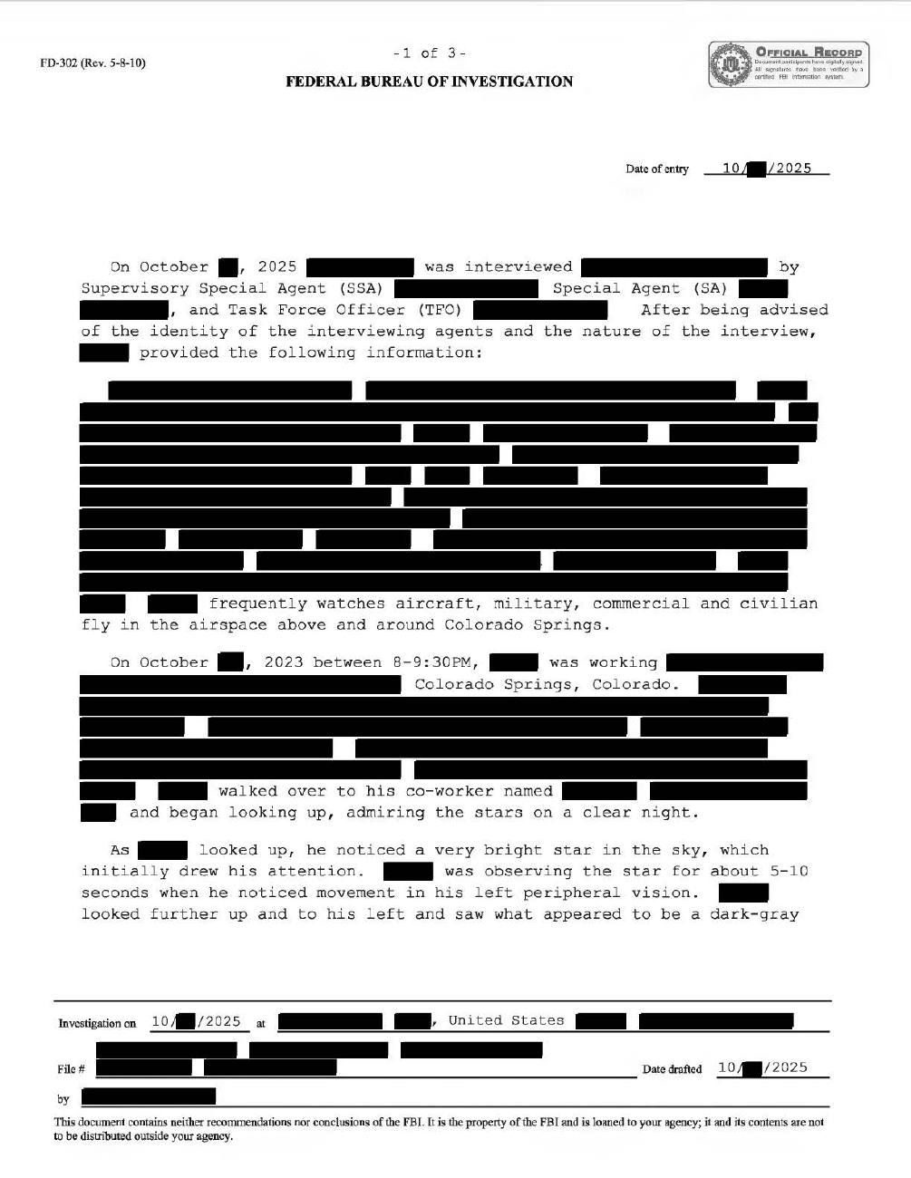 FBI-UAP-D030 · page 1 of 3