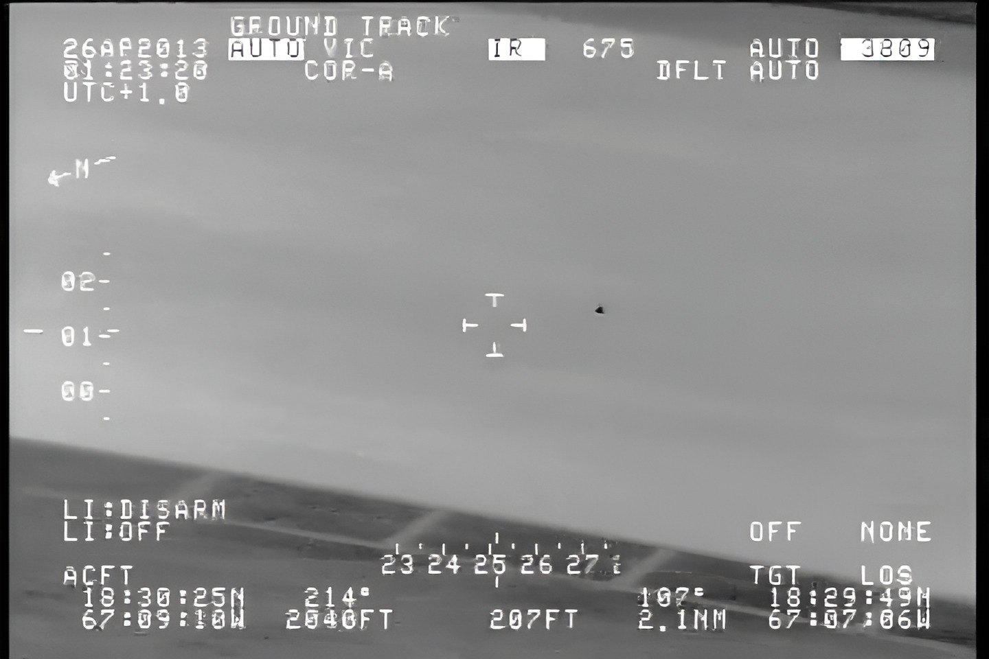 Frame at 1:13 of: Aguadilla infrared video (CBP DHC-8, 25 April 2013)