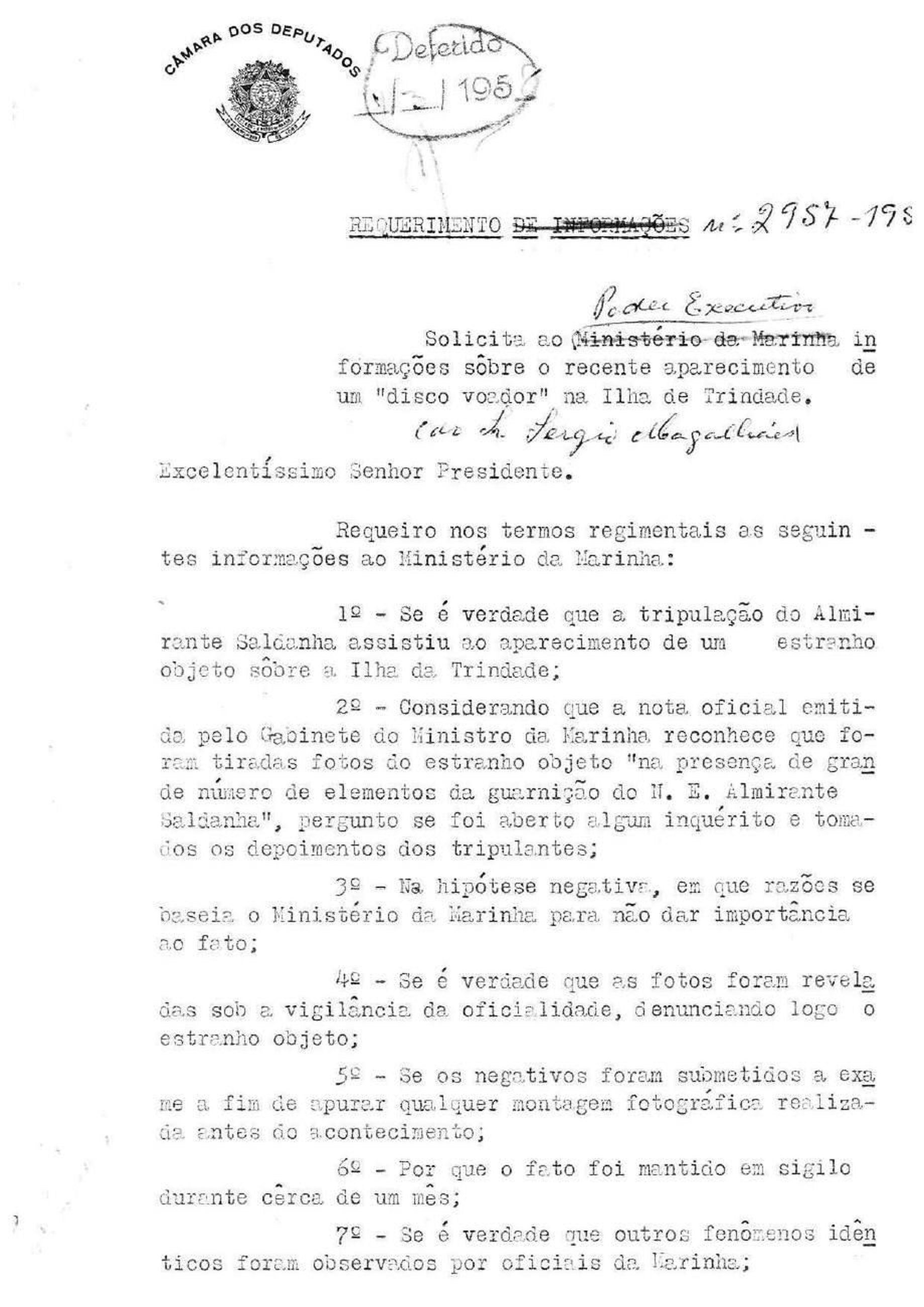 Câmara dos Deputados RIC 2957/1958 (mirror) · page 1 of 3